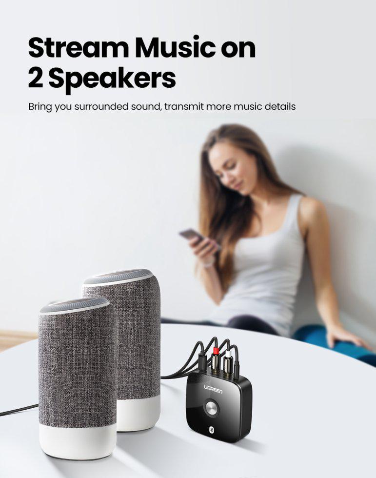 Адаптер Bluetooth UGREEN 2xRCA/3,5 мм Black (10399) - фото 7 Адаптер Bluetooth UGREEN 2xRCA/3,5 мм Black (10399) - фото 7