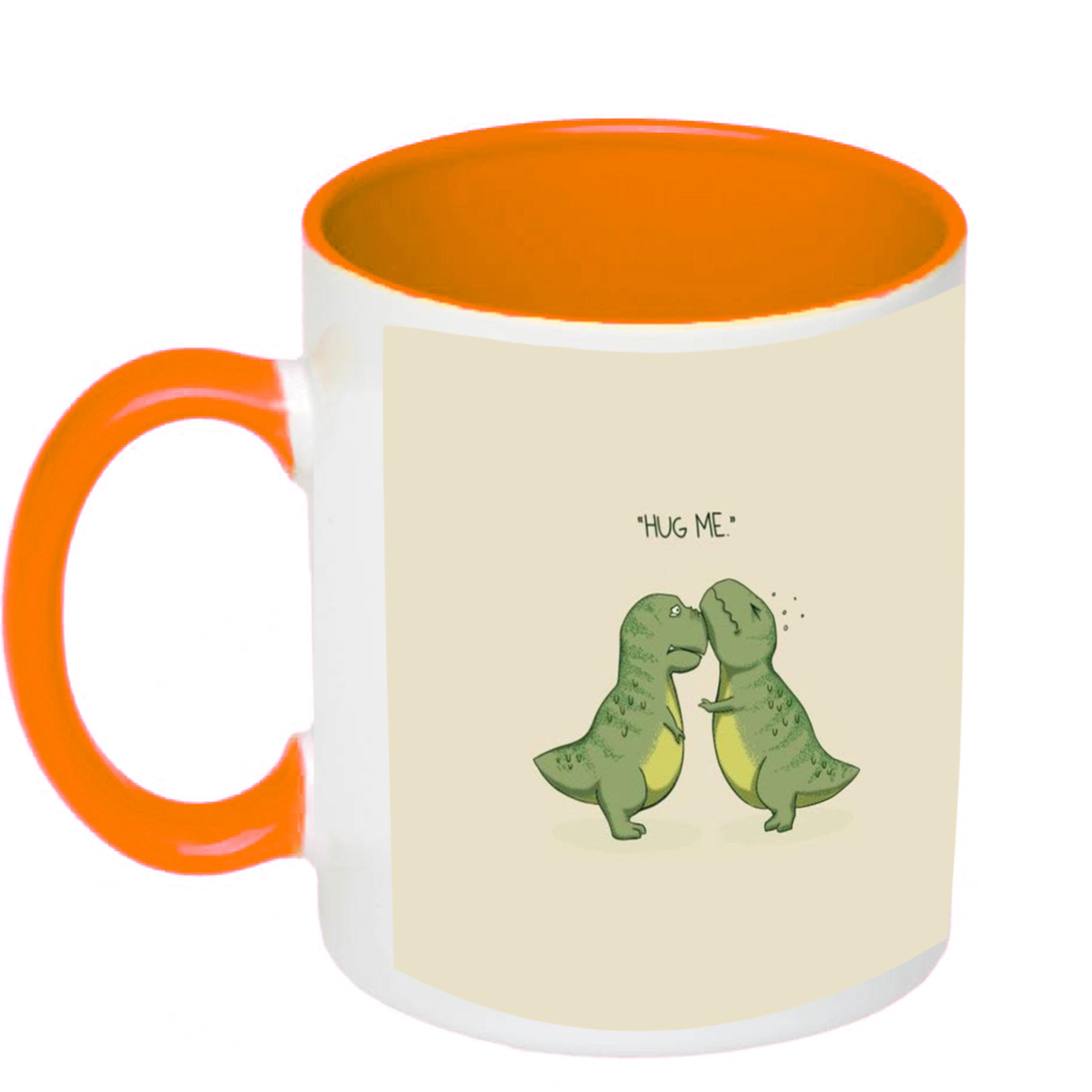 Чашка з принтом Hug me 330 мл Помаранчевий (17803) - фото 1 Чашка з принтом Hug me 330 мл Помаранчевий (17803) - фото 1