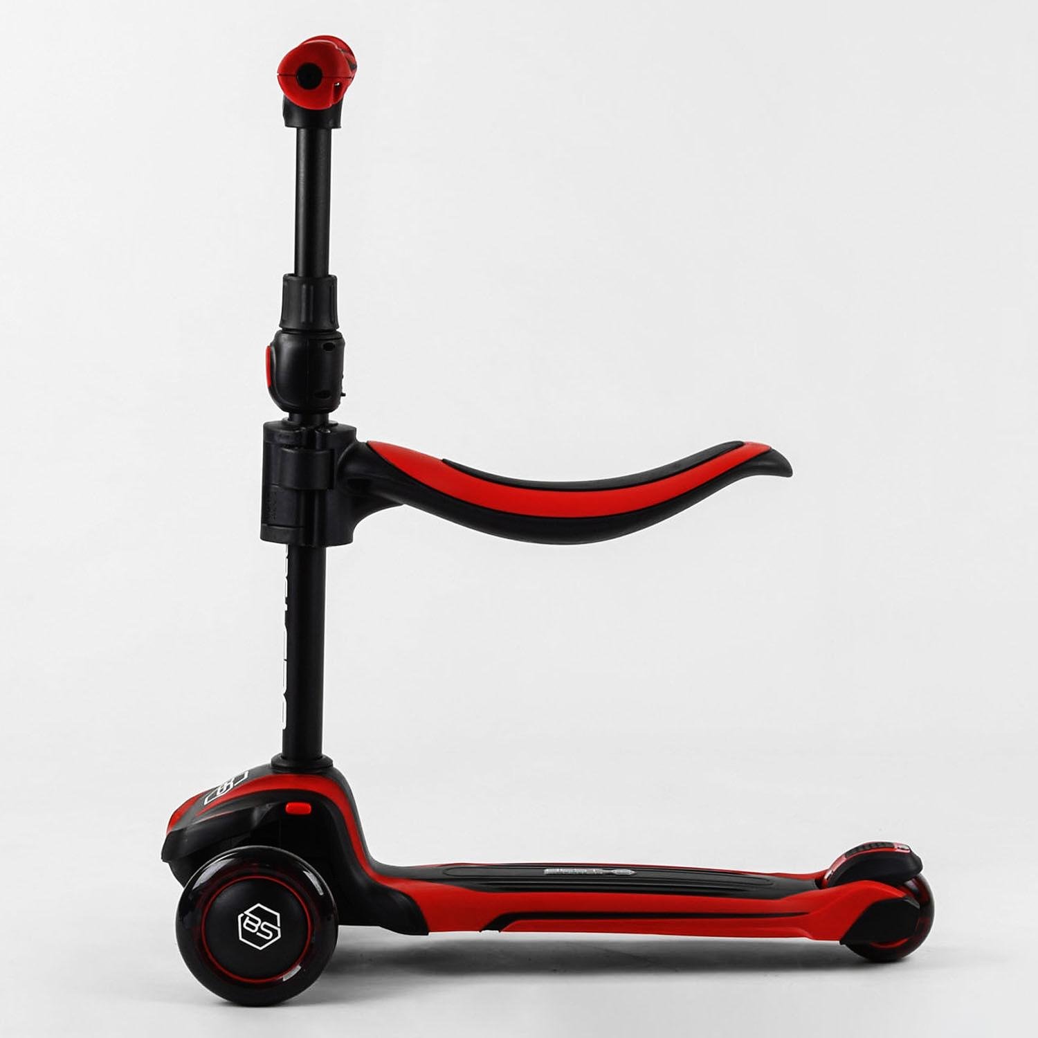 Самокат триколісний Best Scooter Maxi із сидінням колеса PU зі світлом Red/Black (102923) - фото 2