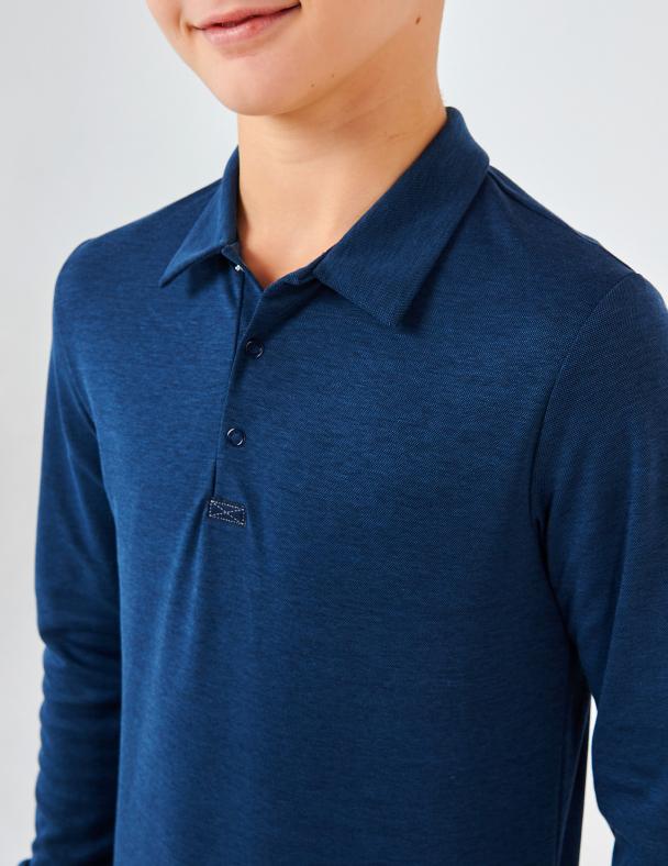 Поло для мальчика Smil Интерлок 164 см Синий меланж (114105) - фото 2