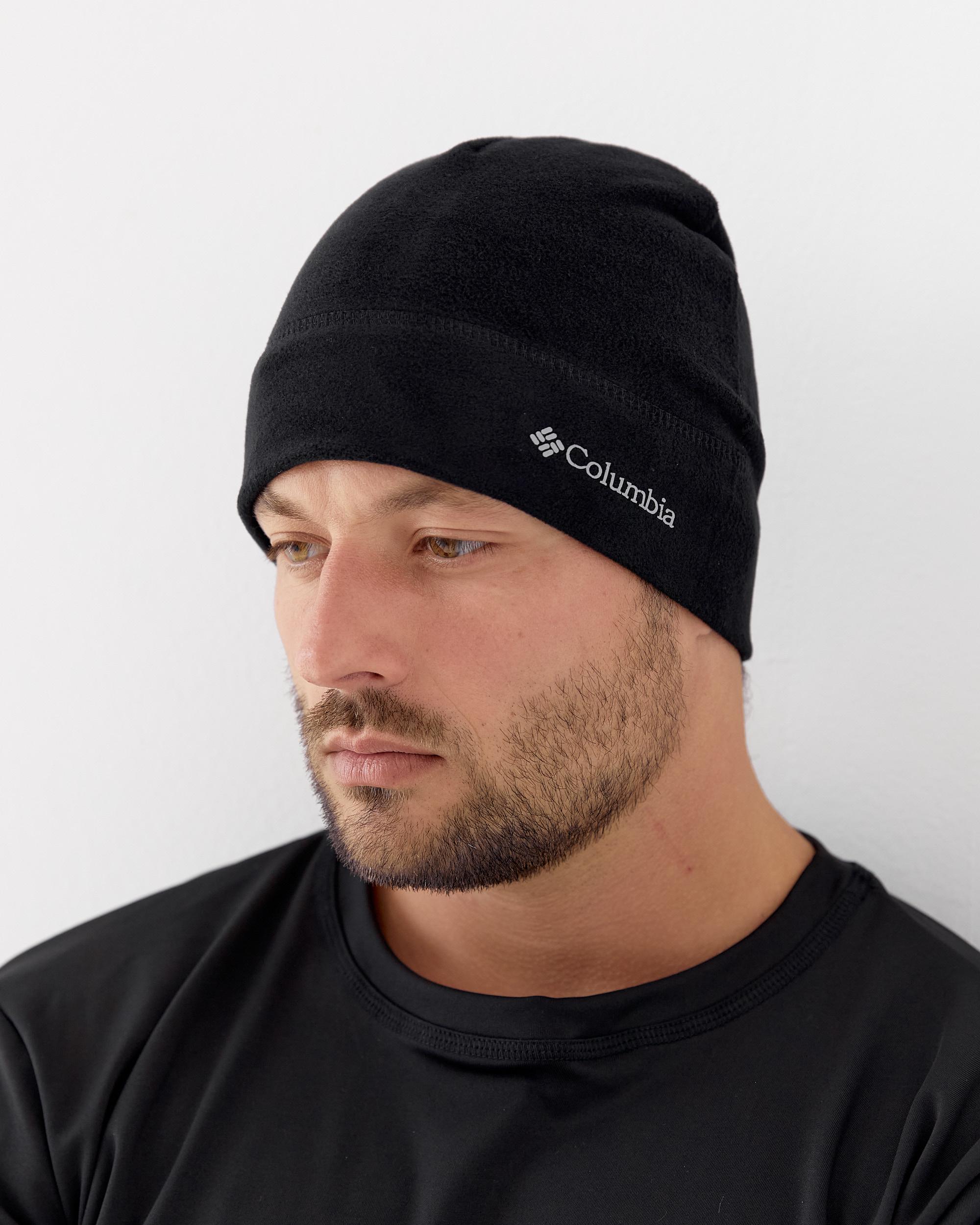 Шапка флісова чоловіча Columbia зимова для спорту Чорний (61692)
