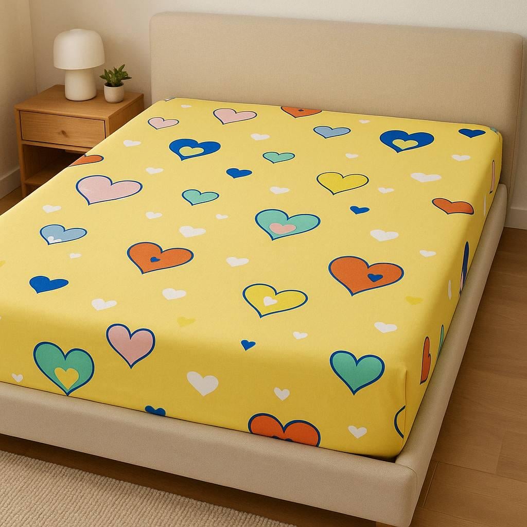 Простыня Радужные сердца на резинке бязь 180х200 см (G-1704RH/x180)