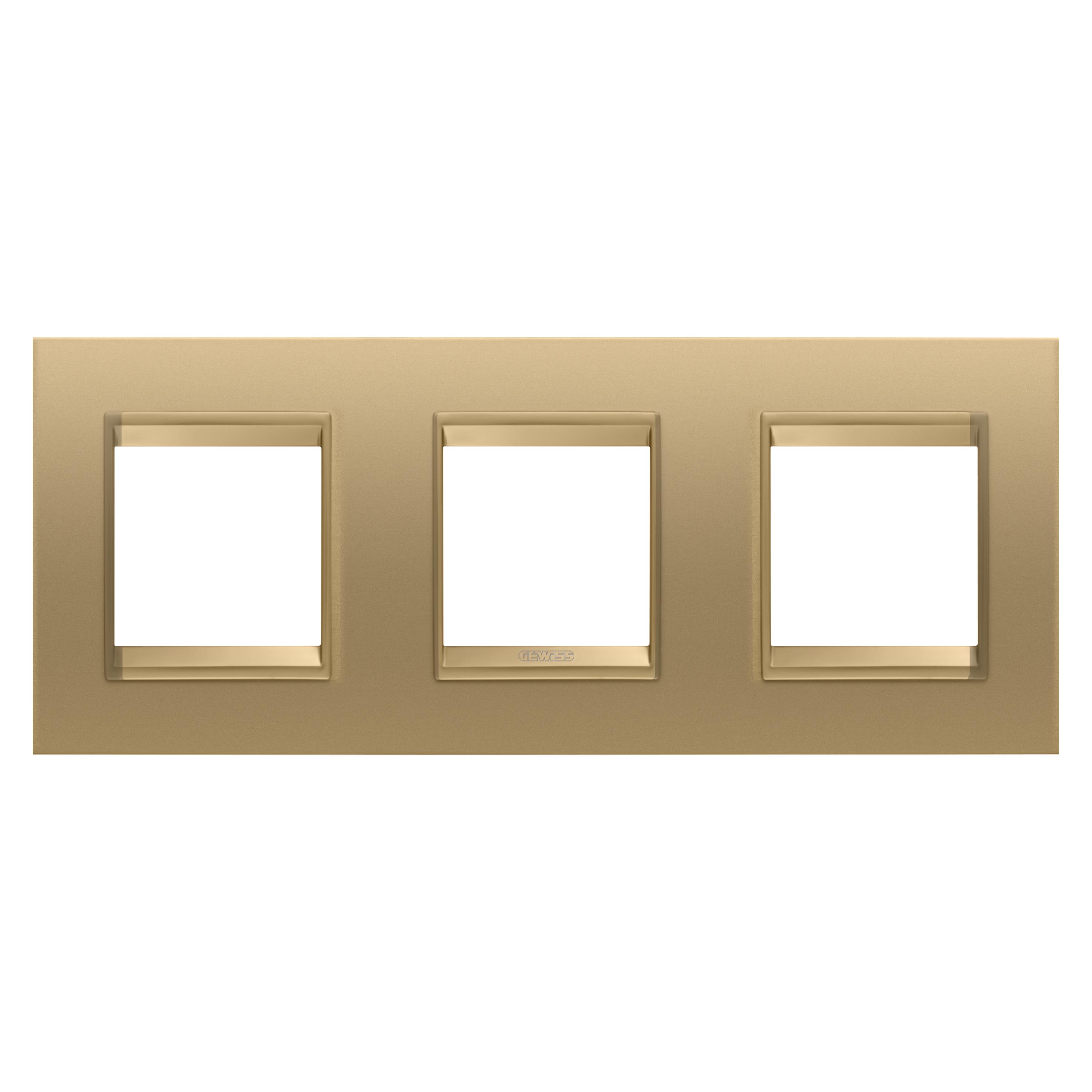 Рамка трехместная Gewiss Chorusmart LUX горизонтальная металл Золото (GW16226XG)