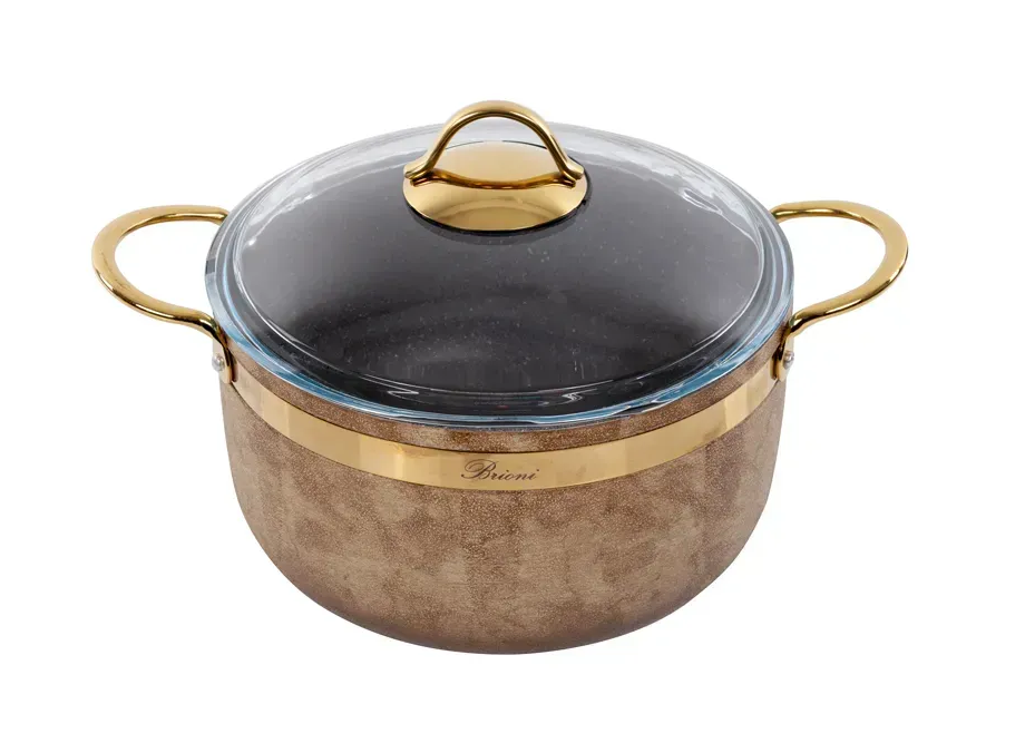 Каструля антипригарна Brioni Royal Stone Tigereye Gold 24 см 5 л - фото 1 Каструля антипригарна Brioni Royal Stone Tigereye Gold 24 см 5 л - фото 1