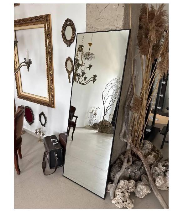 Дзеркало настінне в алюмінієвій рамі для передпокою 200х60 см Чорний (29051243) - фото 4