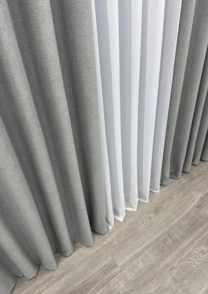 Тканина шторна льон блекаут Сірий (1822ш) - фото 3 Тканина шторна льон блекаут Сірий (1822ш) - фото 3