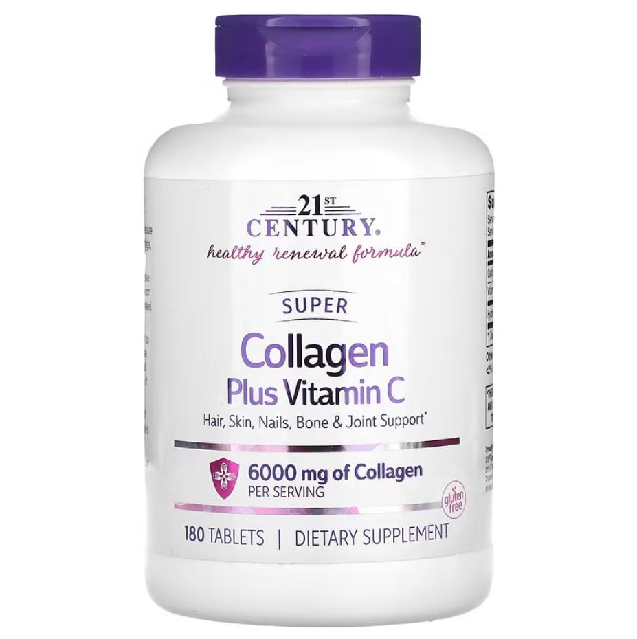 Коллаген 21st Century Super Collagen Plus Vitamin C 6000 мг 180 таблеток