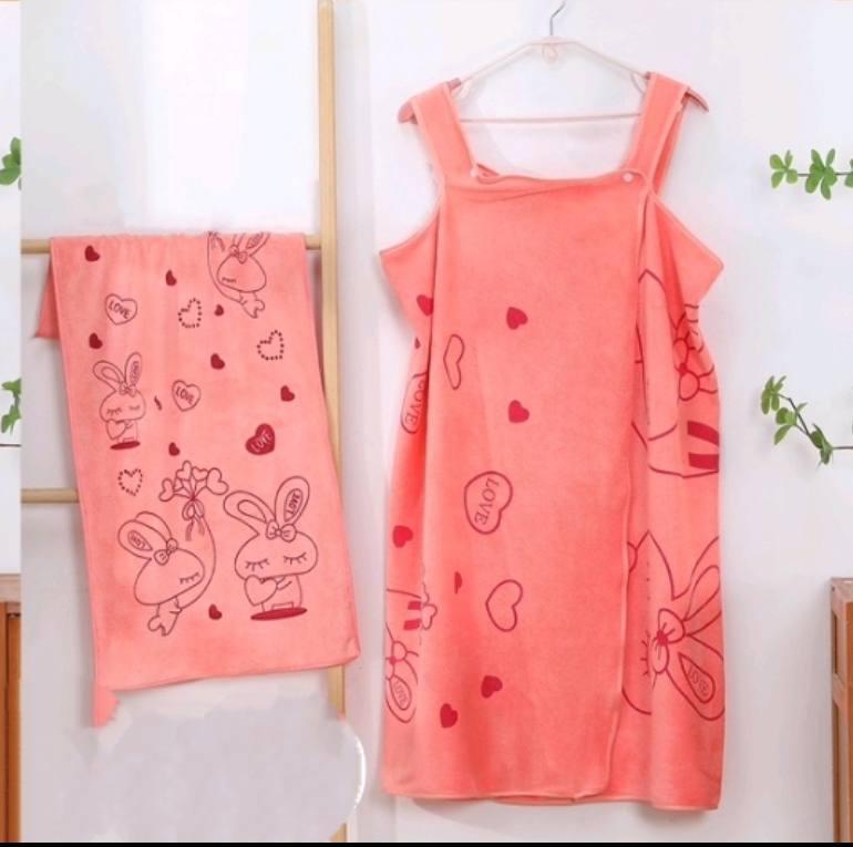 Набор для сауны полотенце-халат с полотенцем микрофибра Персиковое (Д-Al-halat-sauna-001-06)