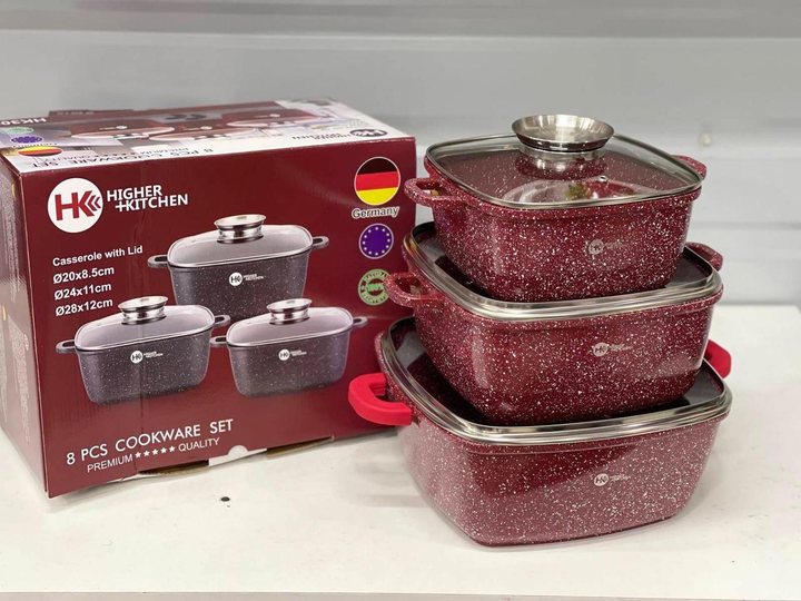 Набір каструль із гранітним антипригарним покриттям Higher Kitchen HK-302 з 8 предметів - фото 4 Набір каструль із гранітним антипригарним покриттям Higher Kitchen HK-302 з 8 предметів - фото 4