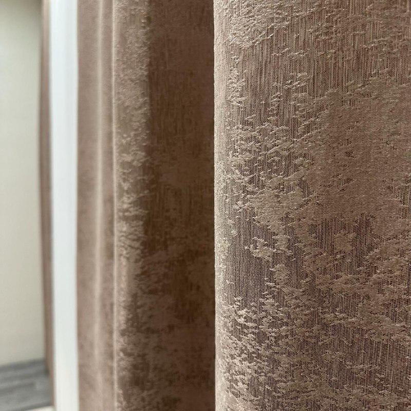 Шторы жаккардовые с мраморным узором среднее затемнение 1,5x2,7 м 2 шт. Кофейный (К1039-25) - фото 2