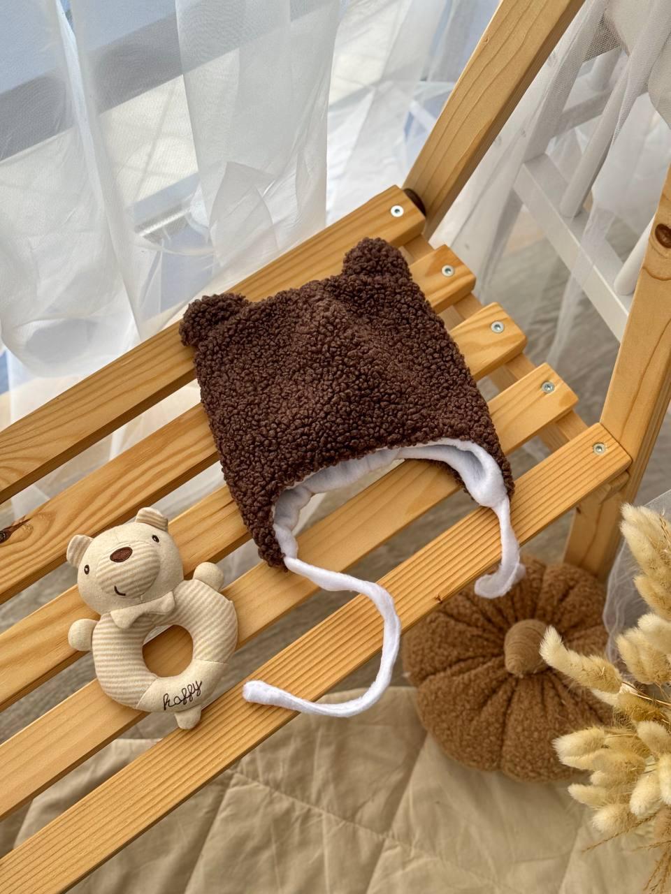 Шапка дитяча зимова Teddy 48-50 см 1-2 роки Шоколадний (2781800170) - фото 3