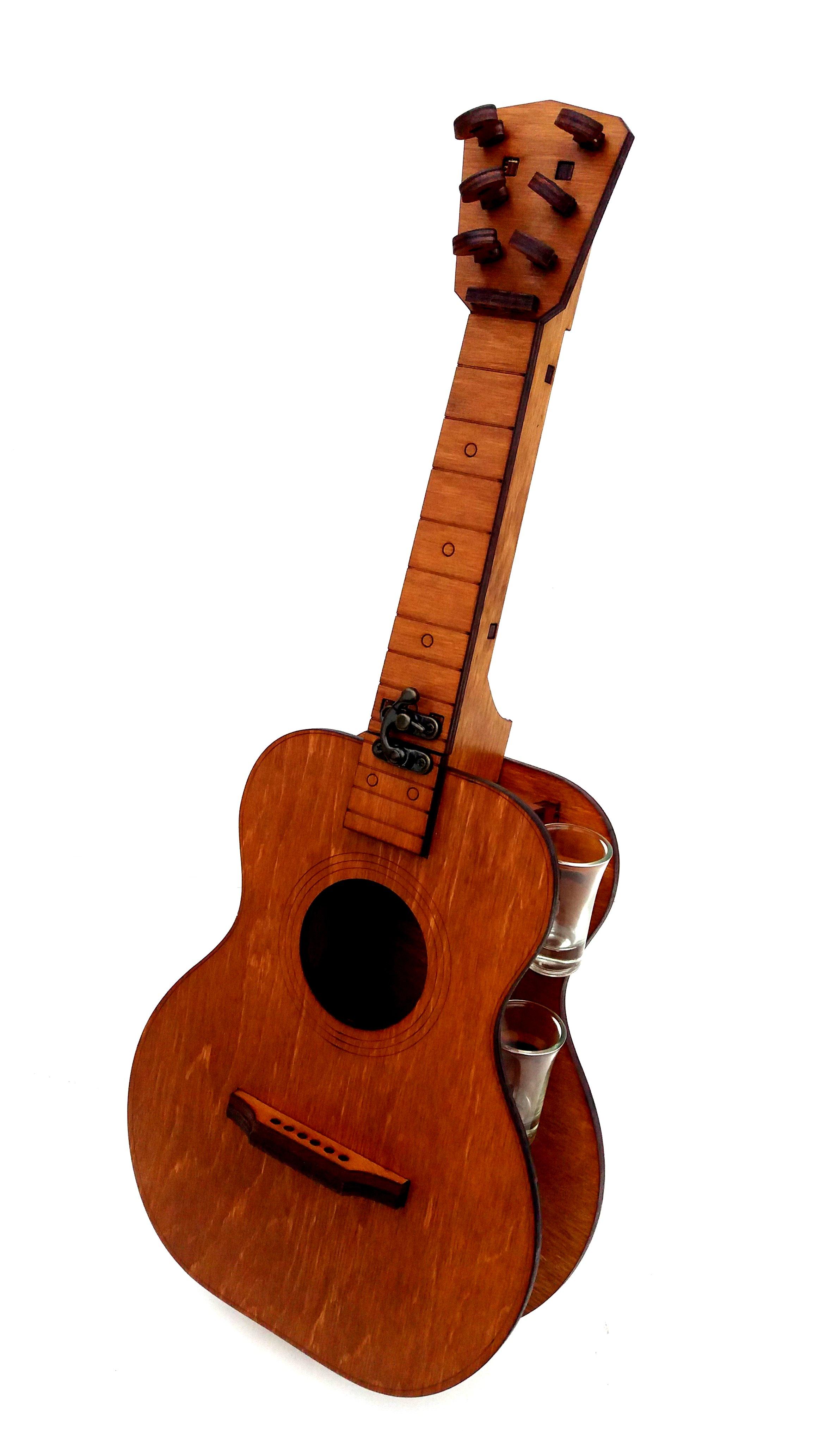Міні-бар Гітара з рюмками дерев'яний