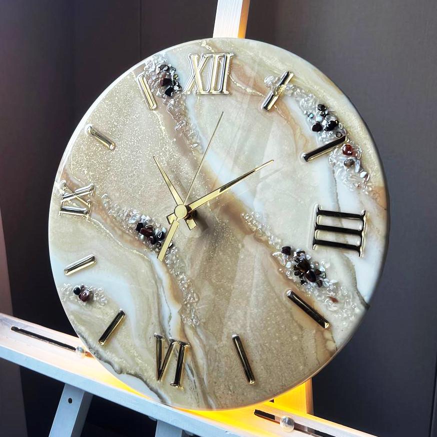 Часы настенные круглые из эпоксидной смолы EPOXY M145 35х35 см