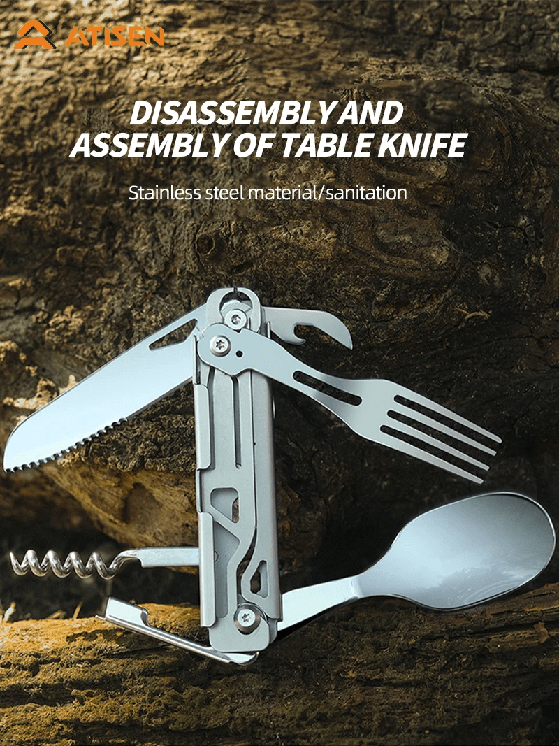 Мультитул производный ATISEN 6в1 нержавеющая сталь 420 с чехлом столовые приборы ложка/вилка/нож/стопор/открывалка (CAMP-UTENS-ATISEN-6IN1-GREY) - фото 7 Мультитул производный ATISEN 6в1 нержавеющая сталь 420 с чехлом столовые приборы ложка/вилка/нож/стопор/открывалка (CAMP-UTENS-ATISEN-6IN1-GREY) - фото 7