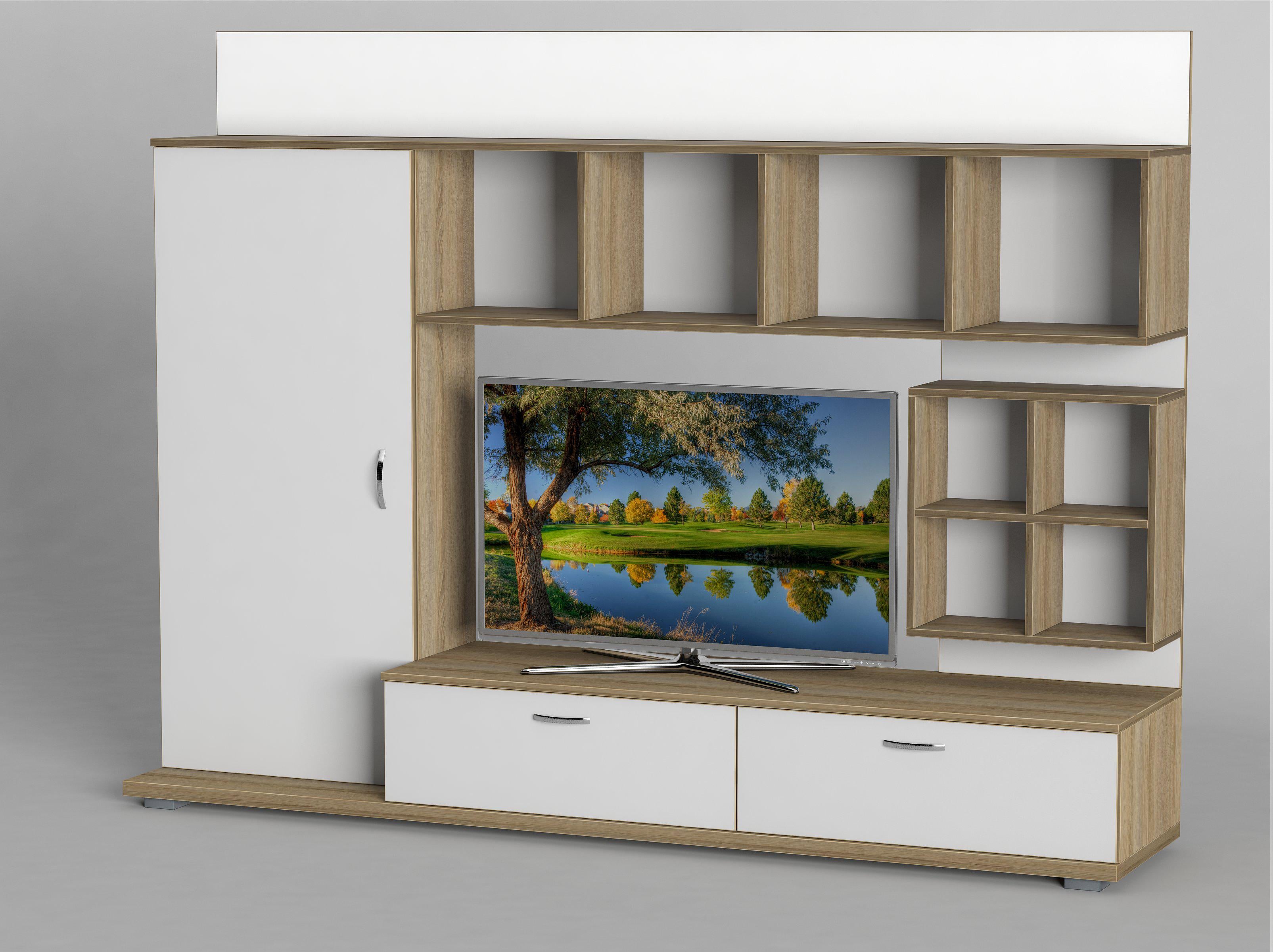 Вітальня Тіса-меблі Вітальня-225 213х162х45 см Дуб сонома/Білий