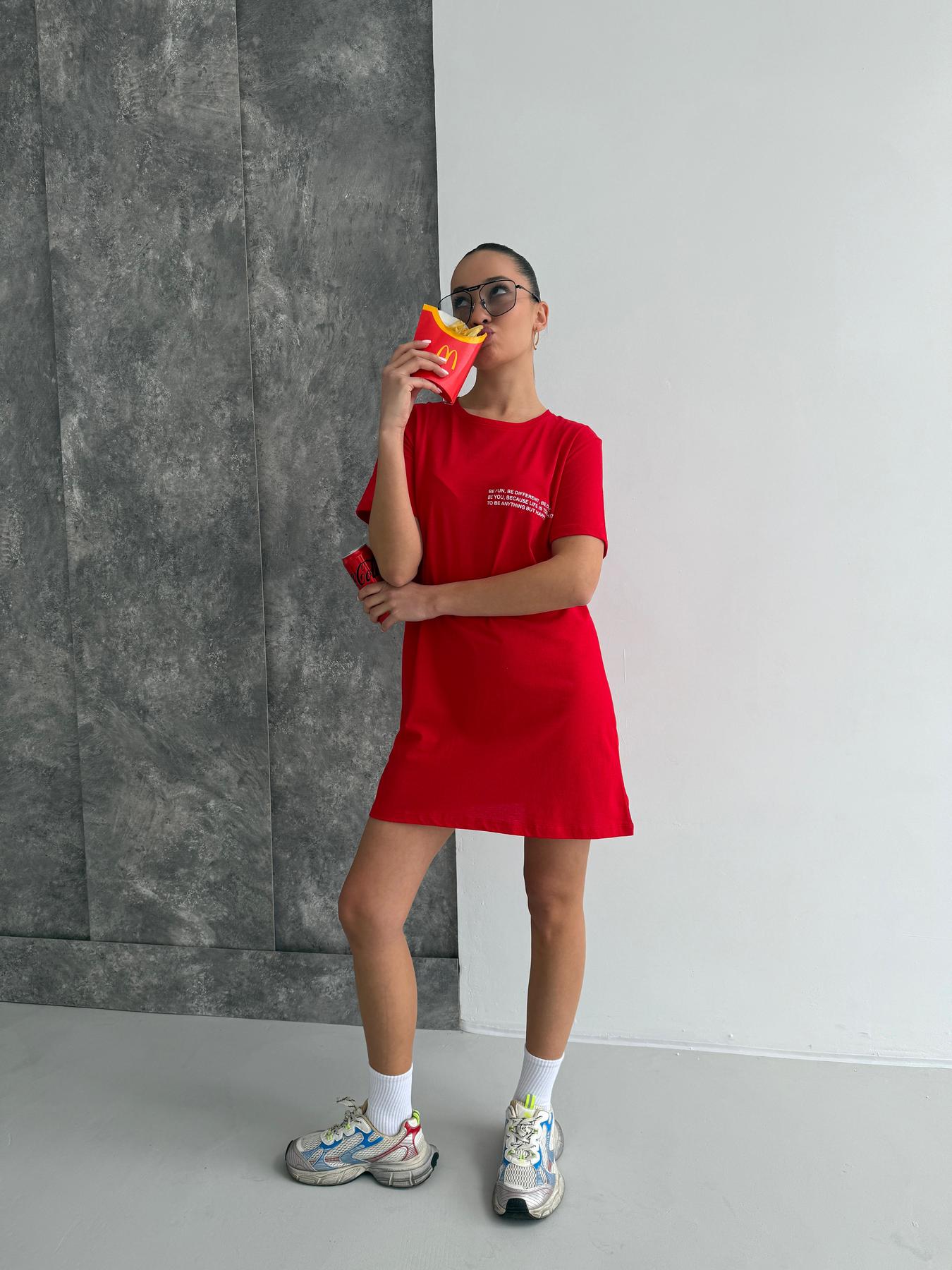 Туника-футболка Be Happy L Красный (ST3) - фото 4 Туника-футболка Be Happy L Красный (ST3) - фото 4