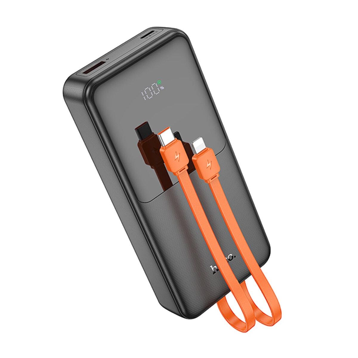 Повербанк Hoco Sharp J119A со встроенными кабелями 20000 mAh Black (602867)