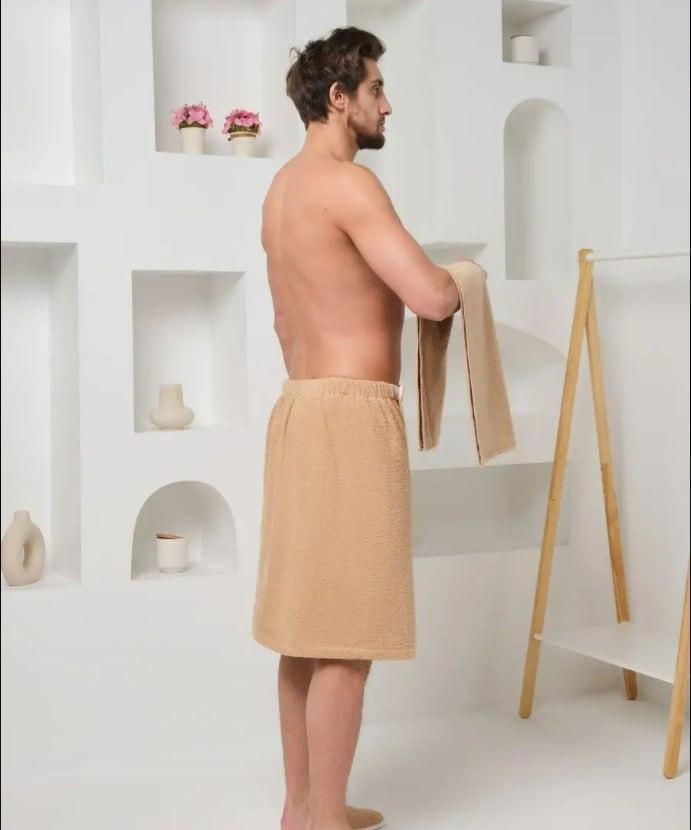 Набор полотенец мужских для сауны Махра Бежевый (2226882001) - фото 2