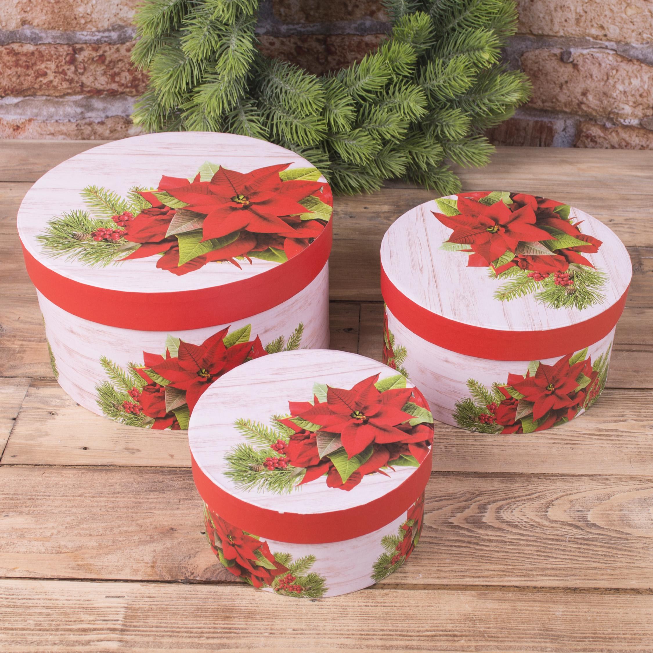 Коробки новогодние пуансетия 11/9/7 см (1872) Коробки новогодние пуансетия 11/9/7 см (1872)