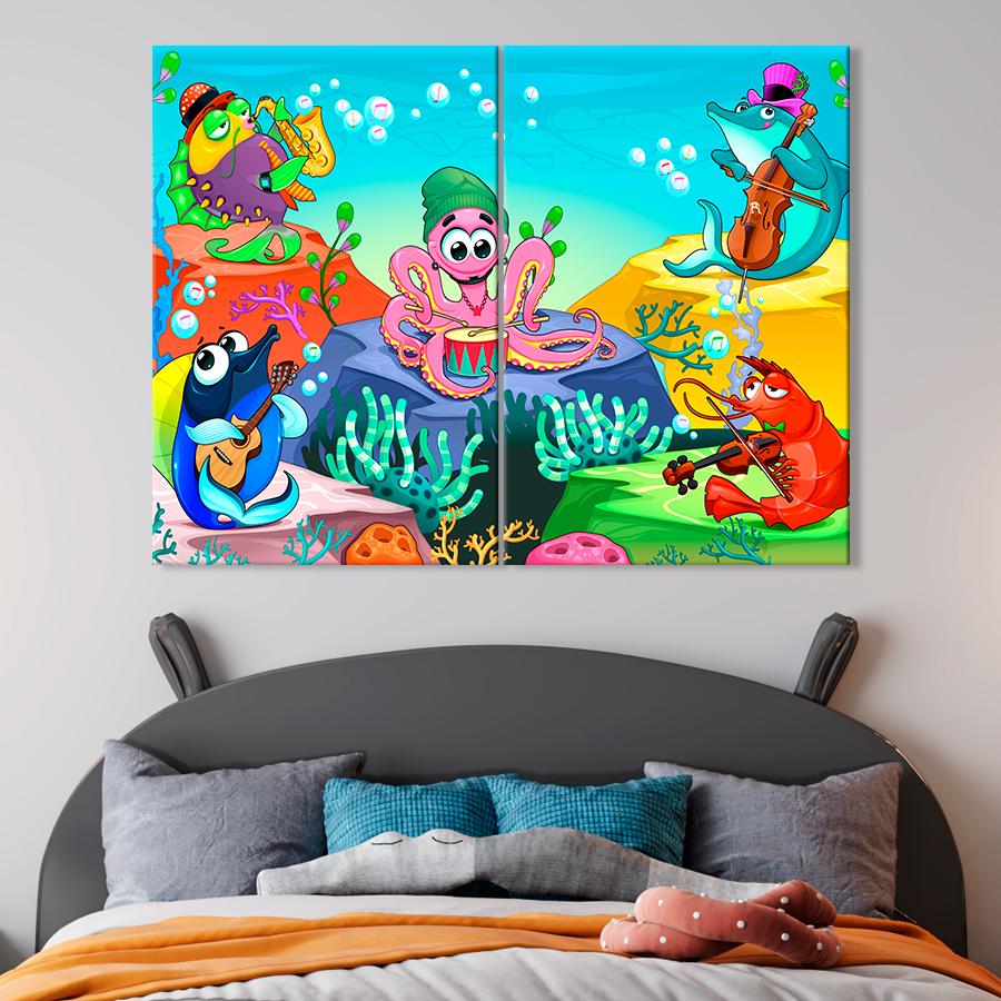Картина в детскую комнату Музыканты из моря 165x122 см (A1444-2)