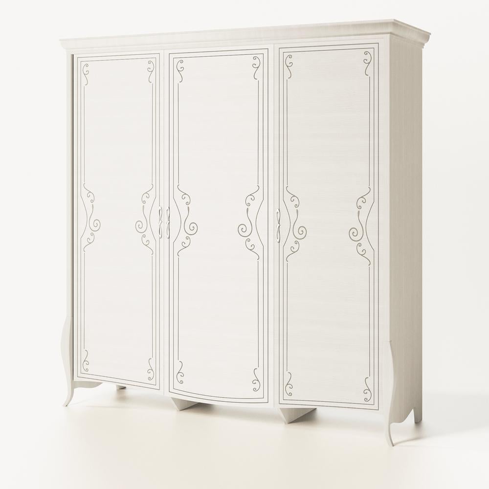 Распашной шкаф Світ Меблів Тереза 3Д в спальню 2156x678x2262 из ДСП Ясень белый