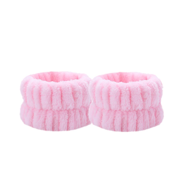 Напульсники для умывания на запястье из мягкой микрофибры 2 шт Розовый (370319)