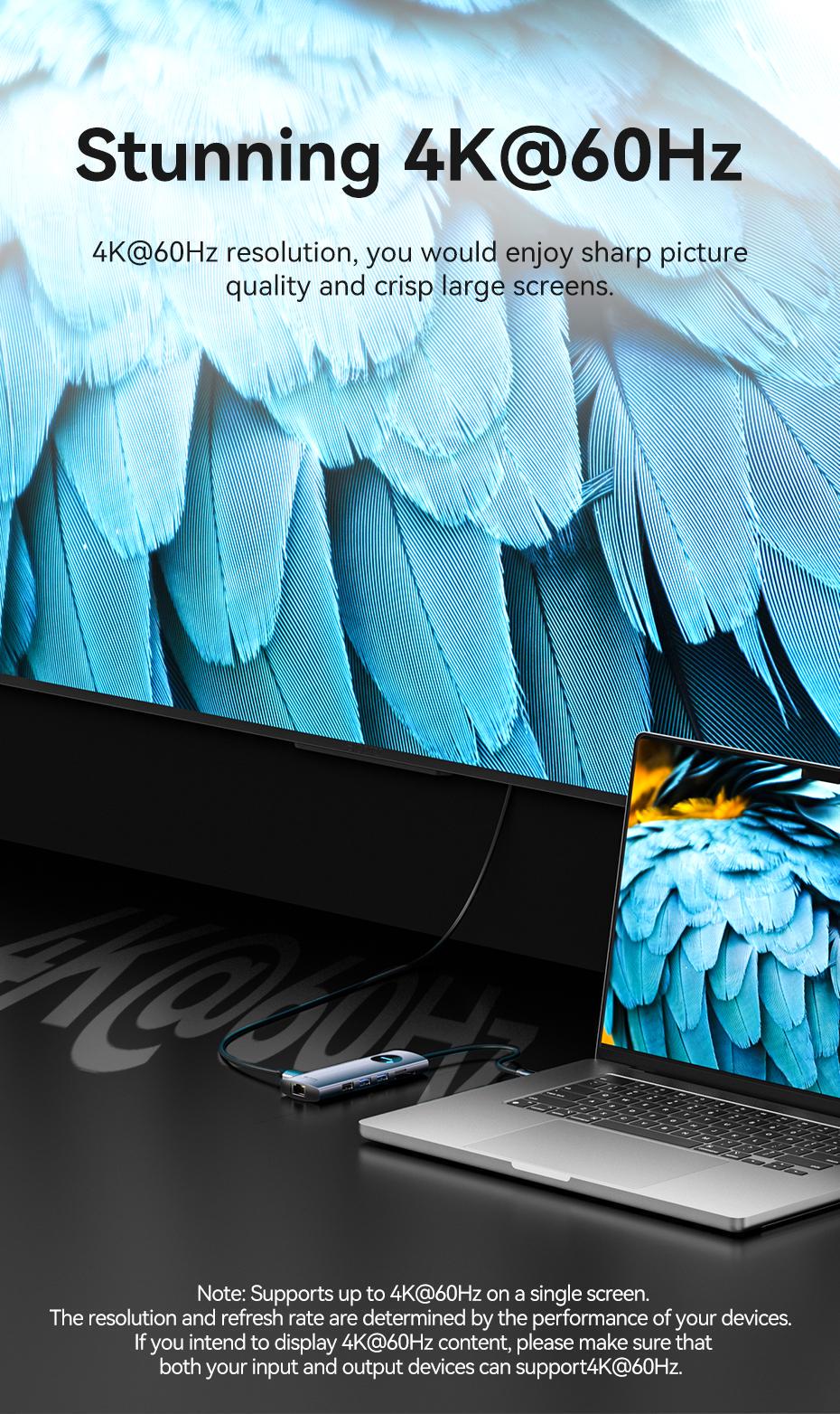 Док-станція Vention USB-C MST 2xHDMI 4K 60Hz PD 100W Gigabit Ethernet USB 3.0 SD/TF 0.15 м Сірий (TQVHB) - фото 5