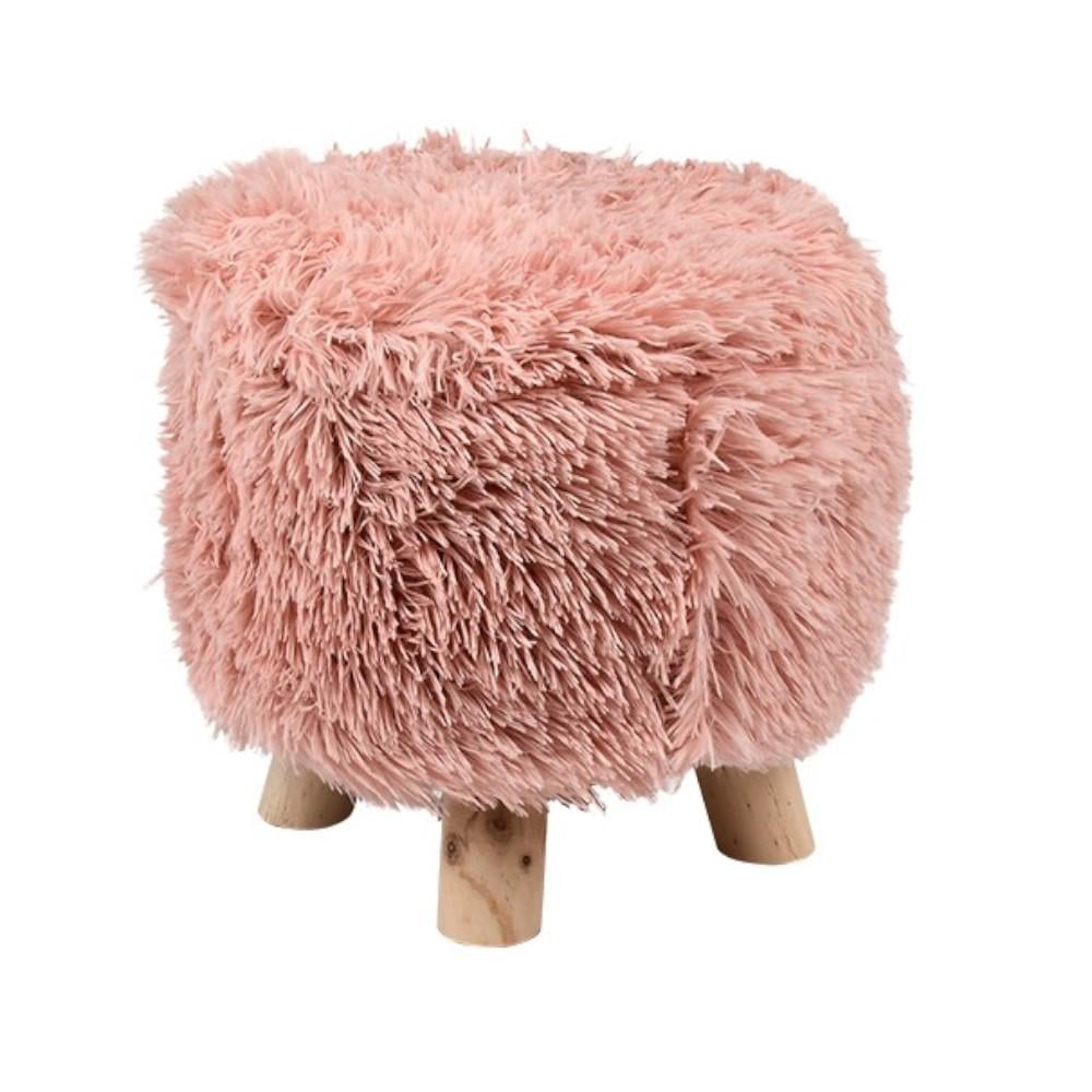 Пуф с местом для хранения вещей Fluffy с искусственным мехом 28х30 см Розовый (R33440-2)