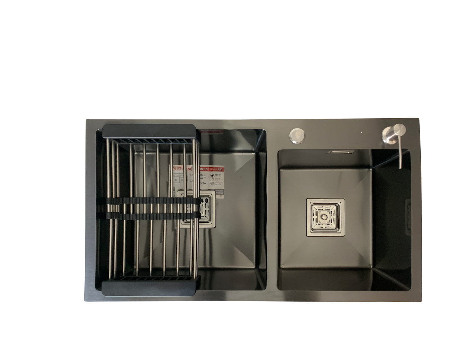 Мойка кухонная Platinum Handmade 78х43 см PVD на две чаши Черный (1c75cfd5)