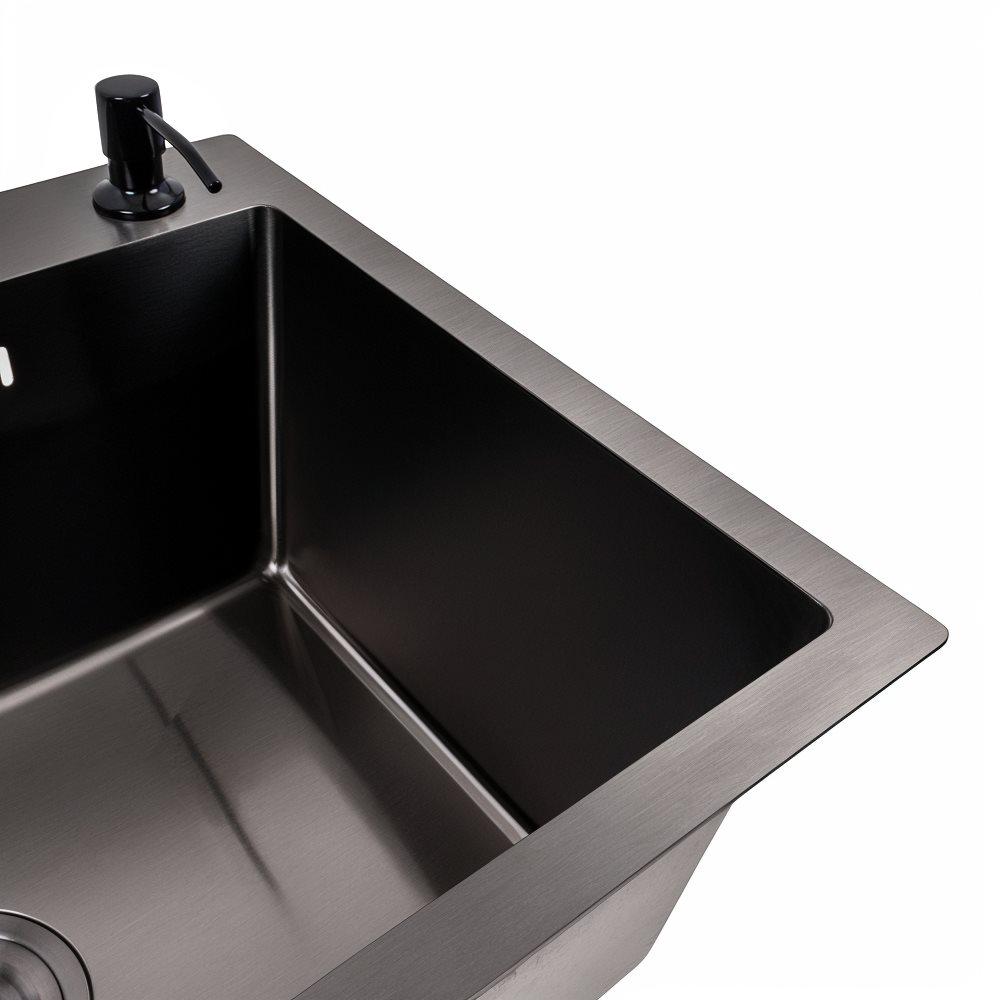 Кухонний комплект Valeso Handmade мийка 58x43 см/змішувач Q411MB PVD Чорний (000050613) - фото 4