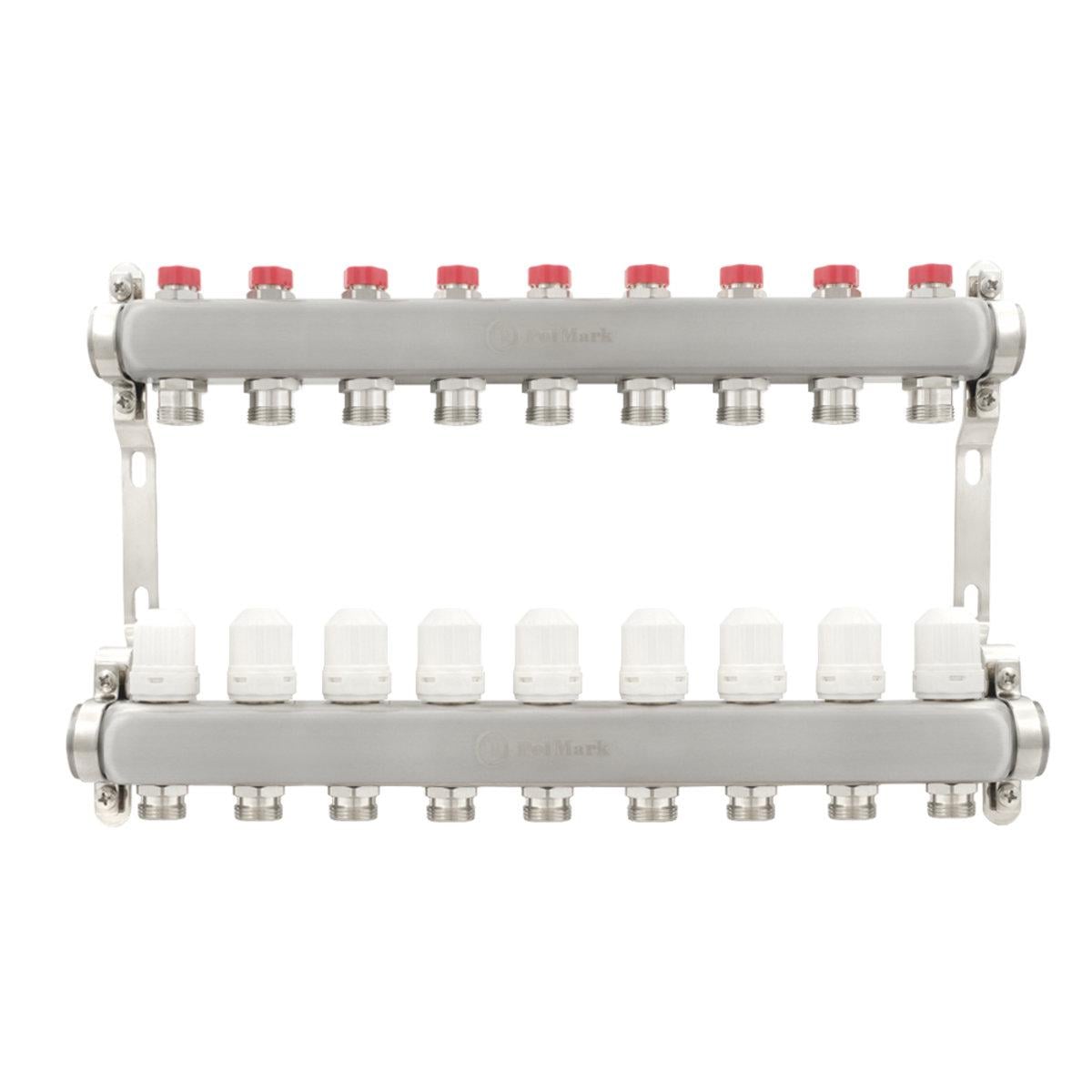 Коллектор Polmark 1x3/4" 9 выходов с термоклапанами без евроконусов (SW-89245)
