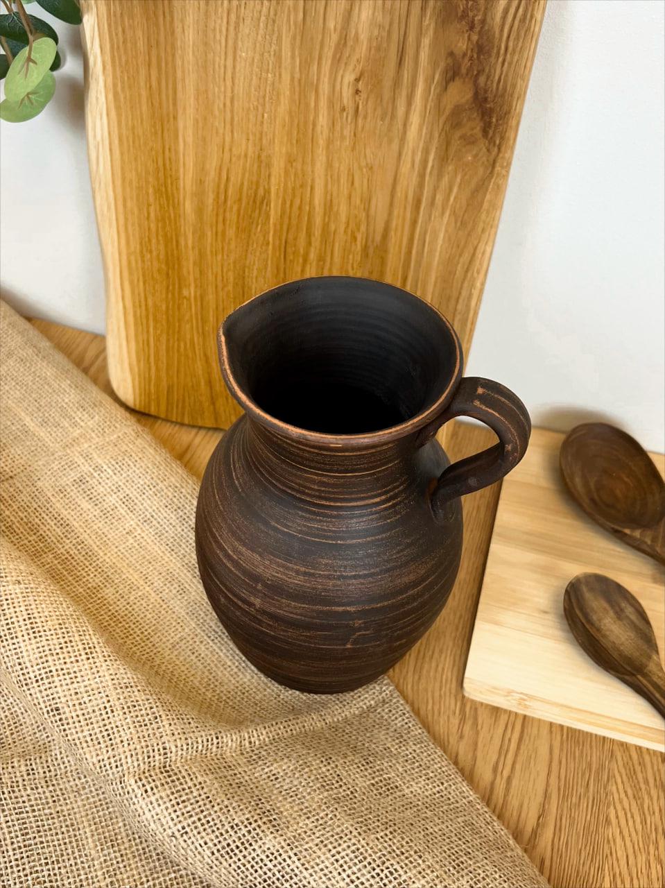 Глек керамічний глиняний з ручкою гладкий 2 л (3003-36) - фото 2