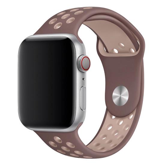 Ремешок силиконовый с перфорацией для Apple Watch 38/40/41 mm Series SE/7/6/5/4/3/2/1 Коричнево-кофейный