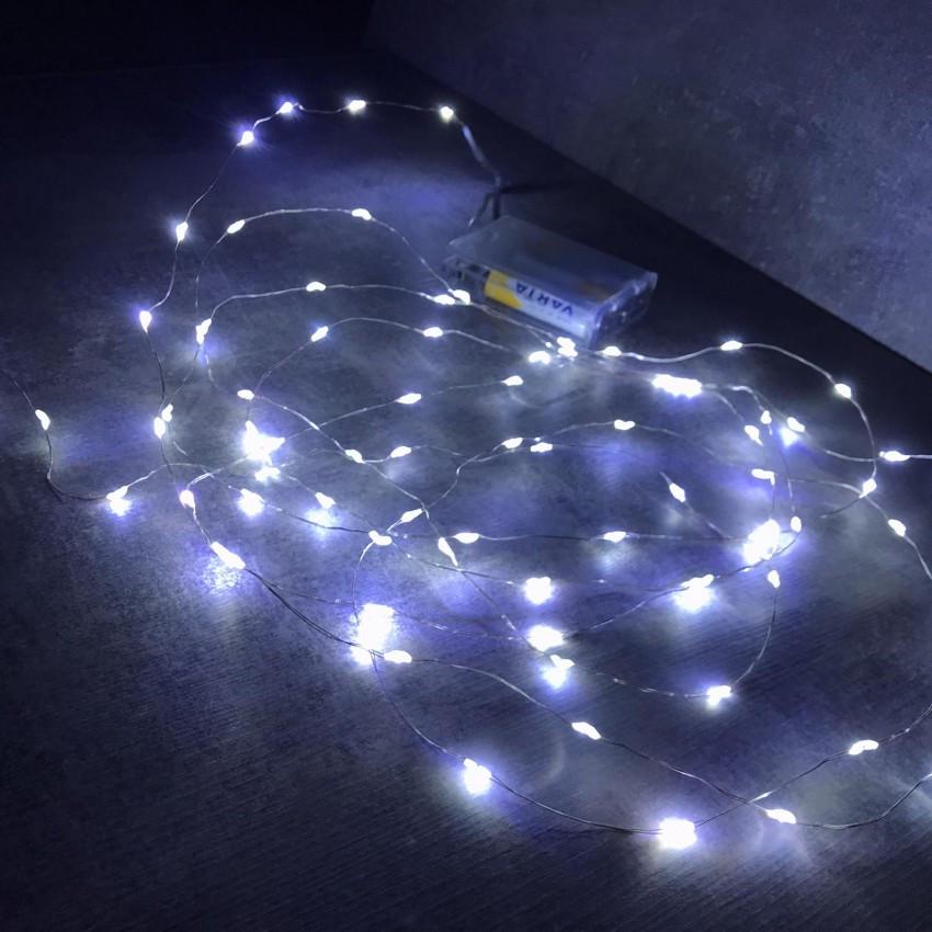 Гирлянда светодиодная на батарейках 80 диодов LED 4 м Белый (1727192760)