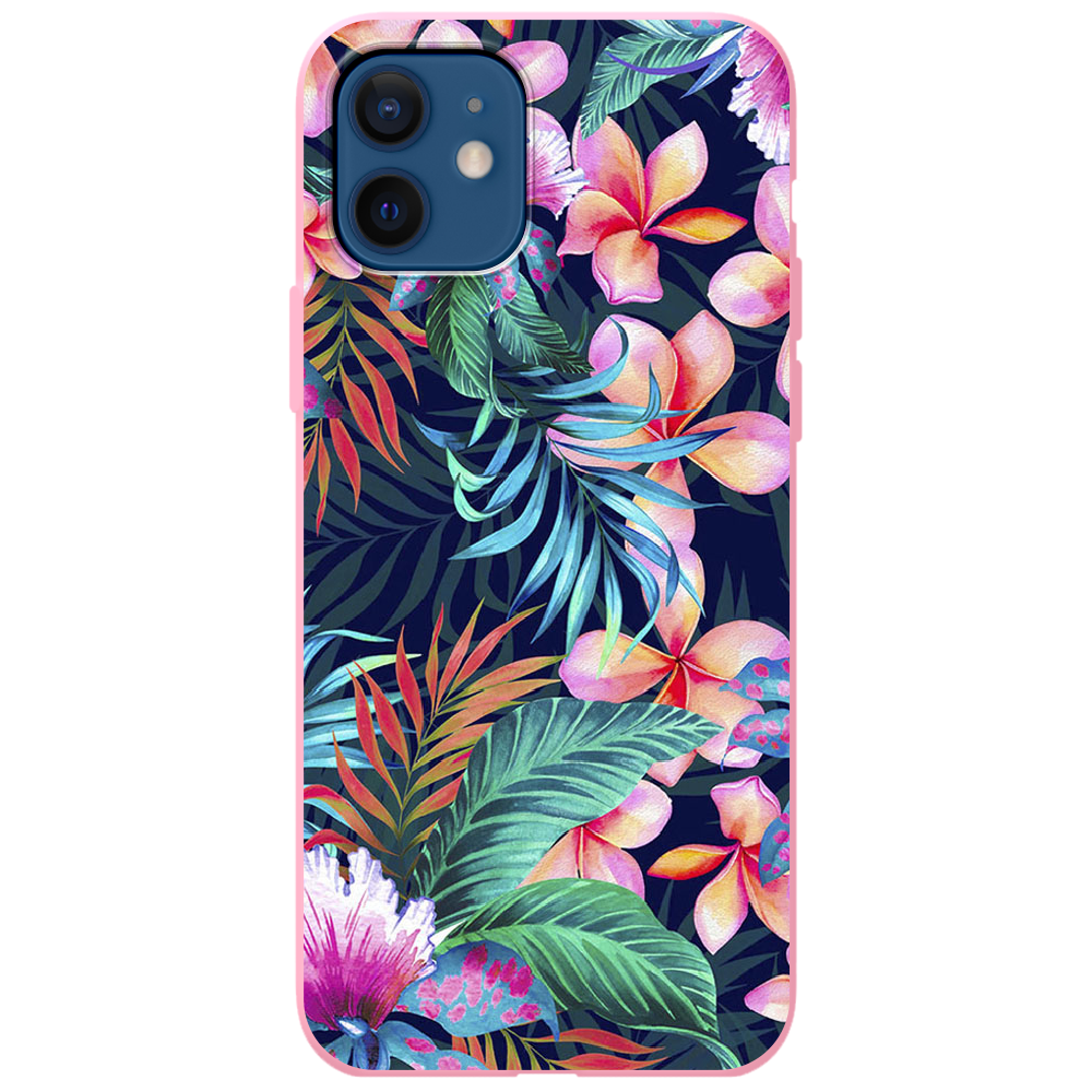 Чехол BoxFace iPhone 12 flowers in the tropics Розовый силикон (41161-up1971-43059)