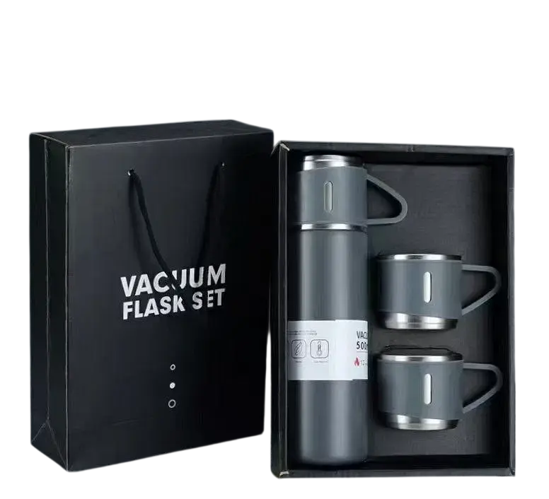 Набор термос с вакуумной изоляцией и чашки 3 шт. 500 мл Серый (32155459)
