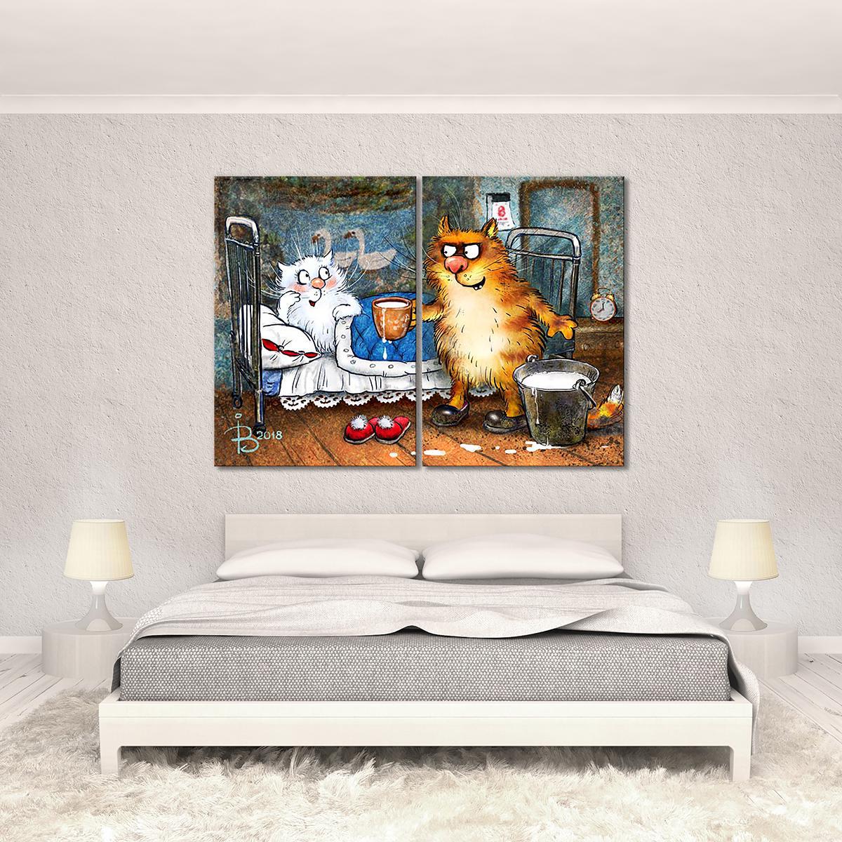 Модульная картина Молочко в постель 2 модуля 60x90 см