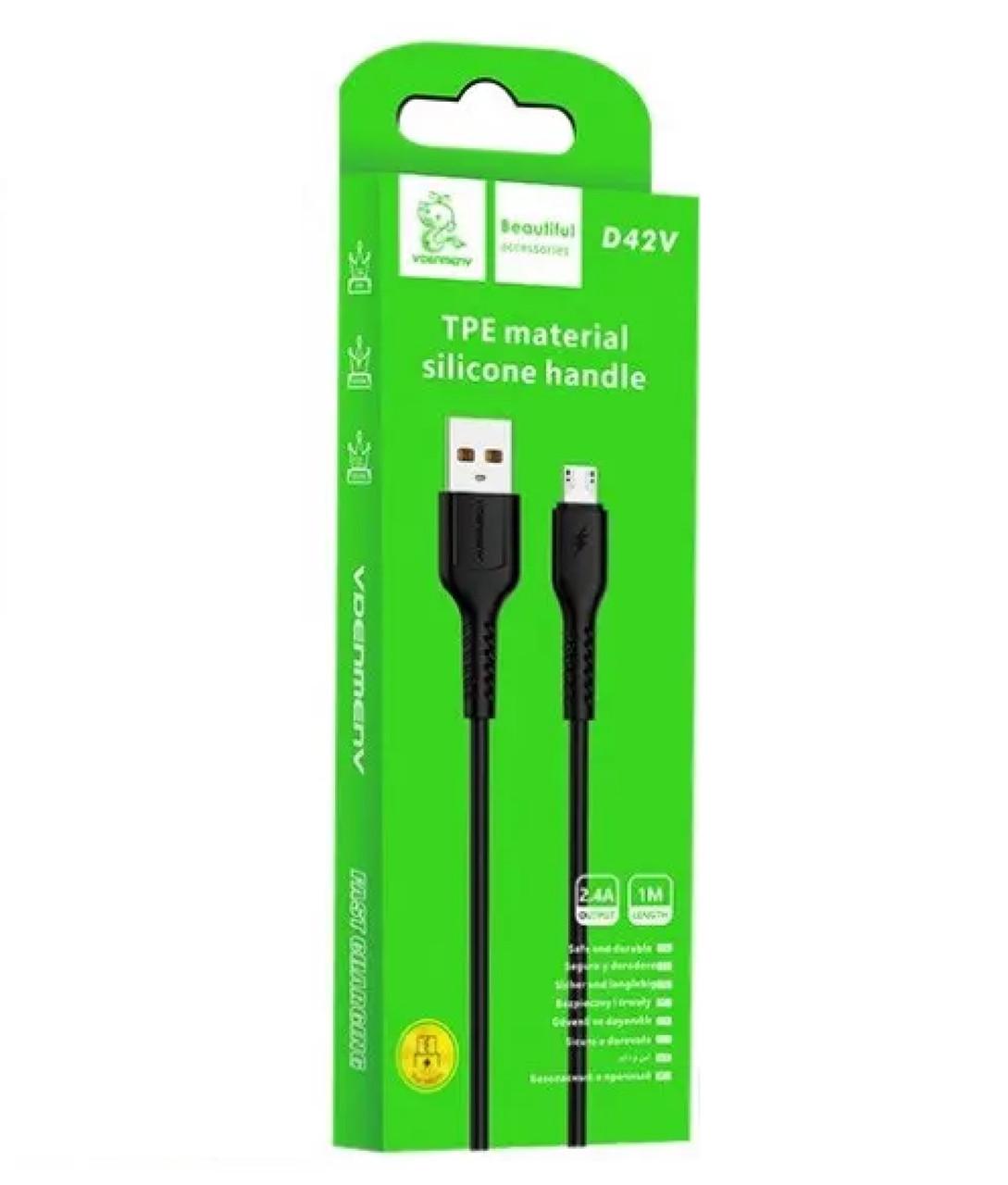 Кабель для заряджання та передачі даних Denmen D42V USB to Micro USB 1 м Чорний - фото 2