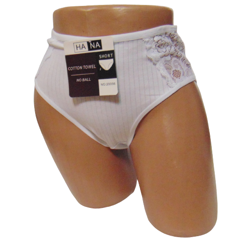 Женские трусы в рубчик Hana 20056 с кружевом 2XL Белый (1921862090)
