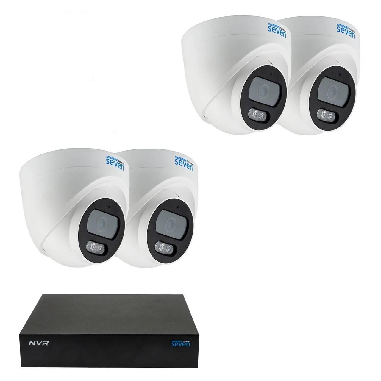 Комплект IP-видеонаблюдения SEVEN 4D2KIT Установи сам 2 Мп на 4 внутренние камеры