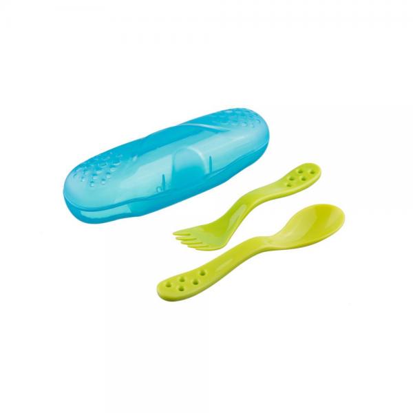 Набор столовых приборов для детей Akuku в футляре (A0305-GREEN/BLUE)