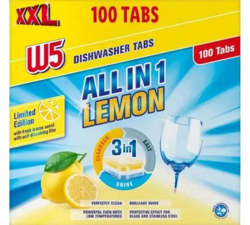 Таблетки для посудомийних машин W5 All in 1 Lemon 100 шт. (13353519)