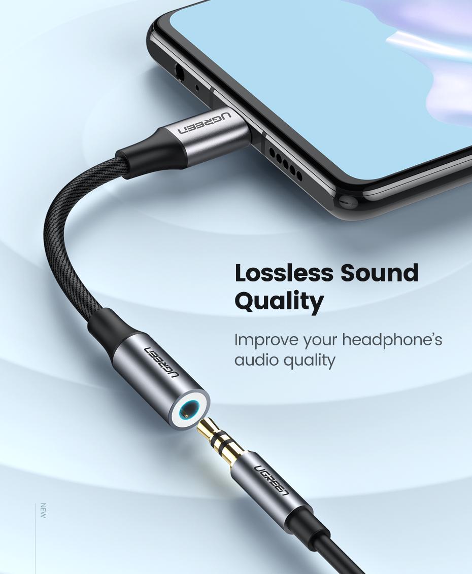 Переходник для наушников UGREEN Type-C-3.5 мм minijack Аудио AUX на USB-C 0,12 м Черный (30632) - фото 3