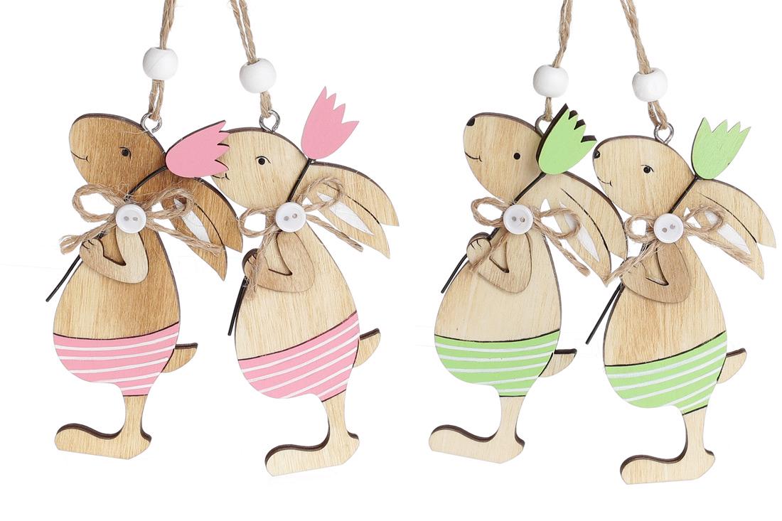 Набор пасхальных украшений на подвесе Зайка 12 см 2 шт. (781-989)