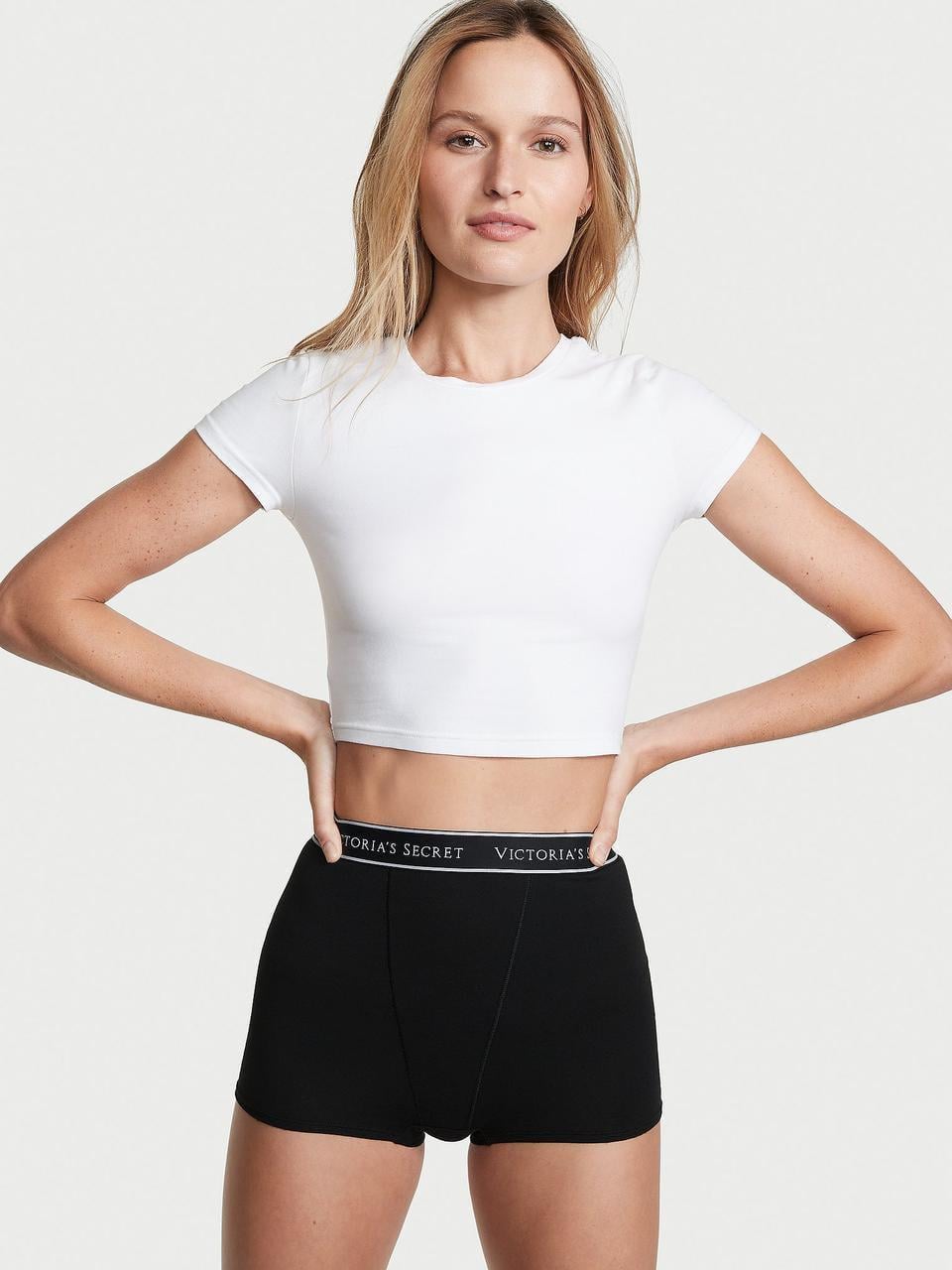 Трусики женские Victoria's Secret Logo Cotton High-Waist Boyshort XL Черный (2718720904)