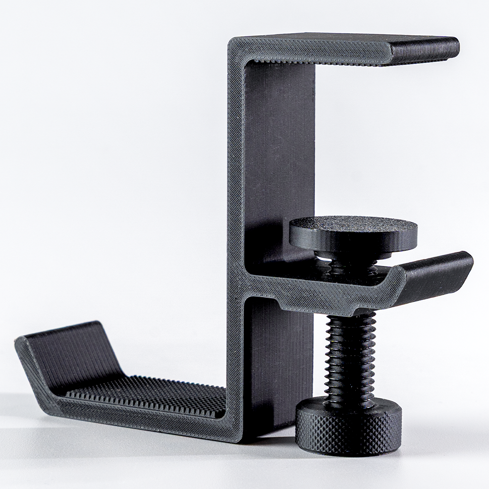 Тримач для навушників під стіл із затискачем пластик Чорний