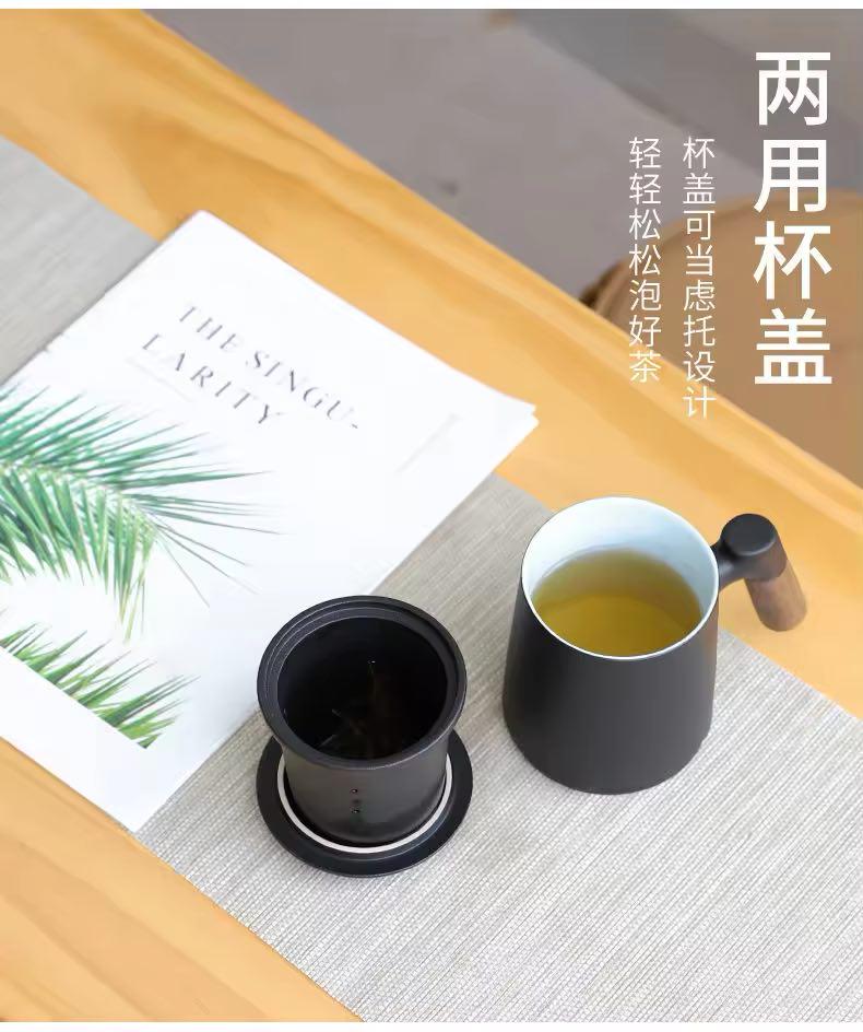 Чашка-заварник для чая керамическая с фильтром/ситом и крышкой 450 мл Черный (782734) - фото 6 Чашка-заварник для чая керамическая с фильтром/ситом и крышкой 450 мл Черный (782734) - фото 6