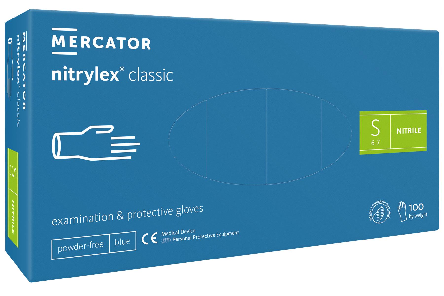 Рукавички нітрилові Nitrylex classic Mercator Medical S 100 шт.