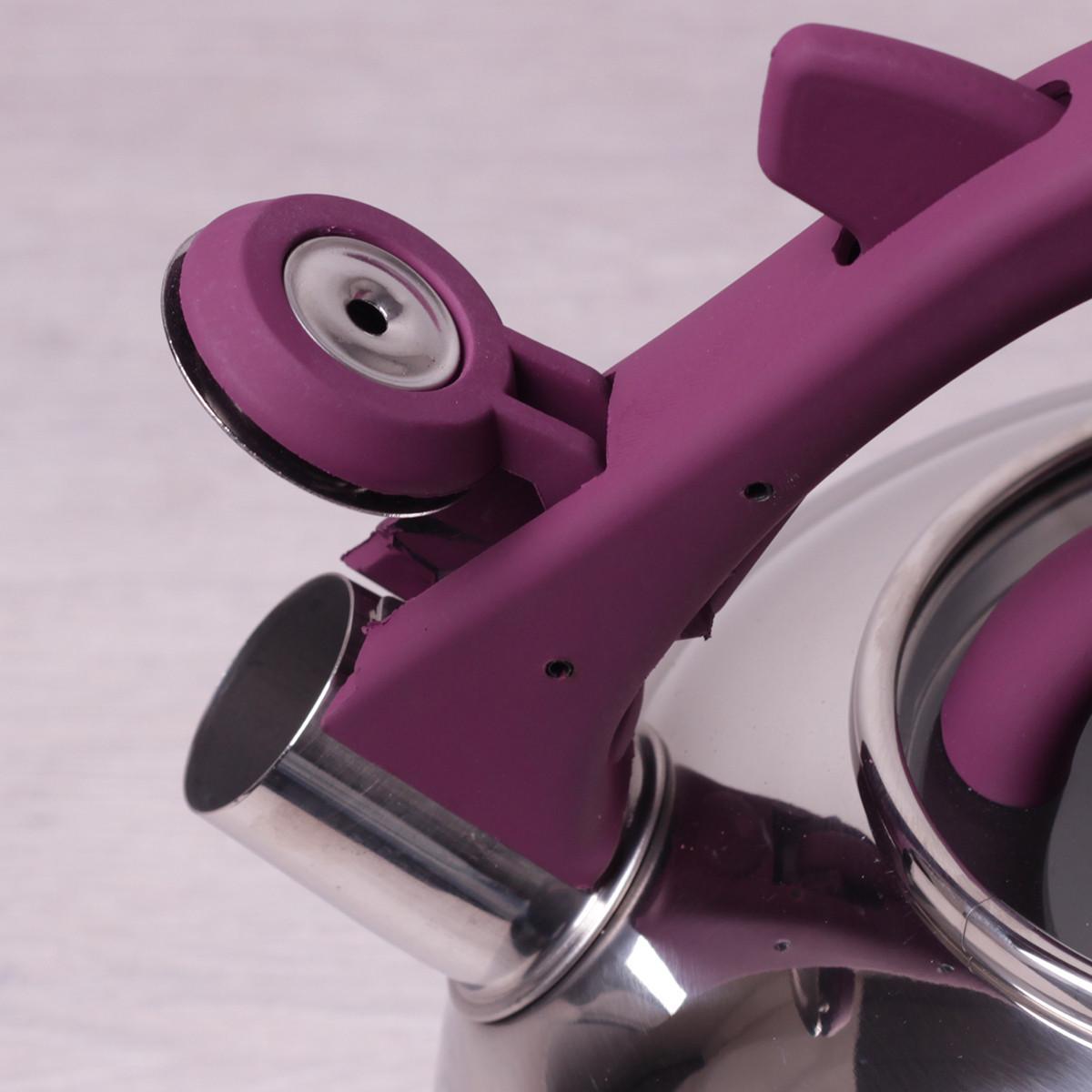 Чайник Kamille 2,8 л из нержавеющей стали со стеклянной крышкой Фиолетовый KM-0687AFL - фото 2 Чайник Kamille 2,8 л из нержавеющей стали со стеклянной крышкой Фиолетовый KM-0687AFL - фото 2