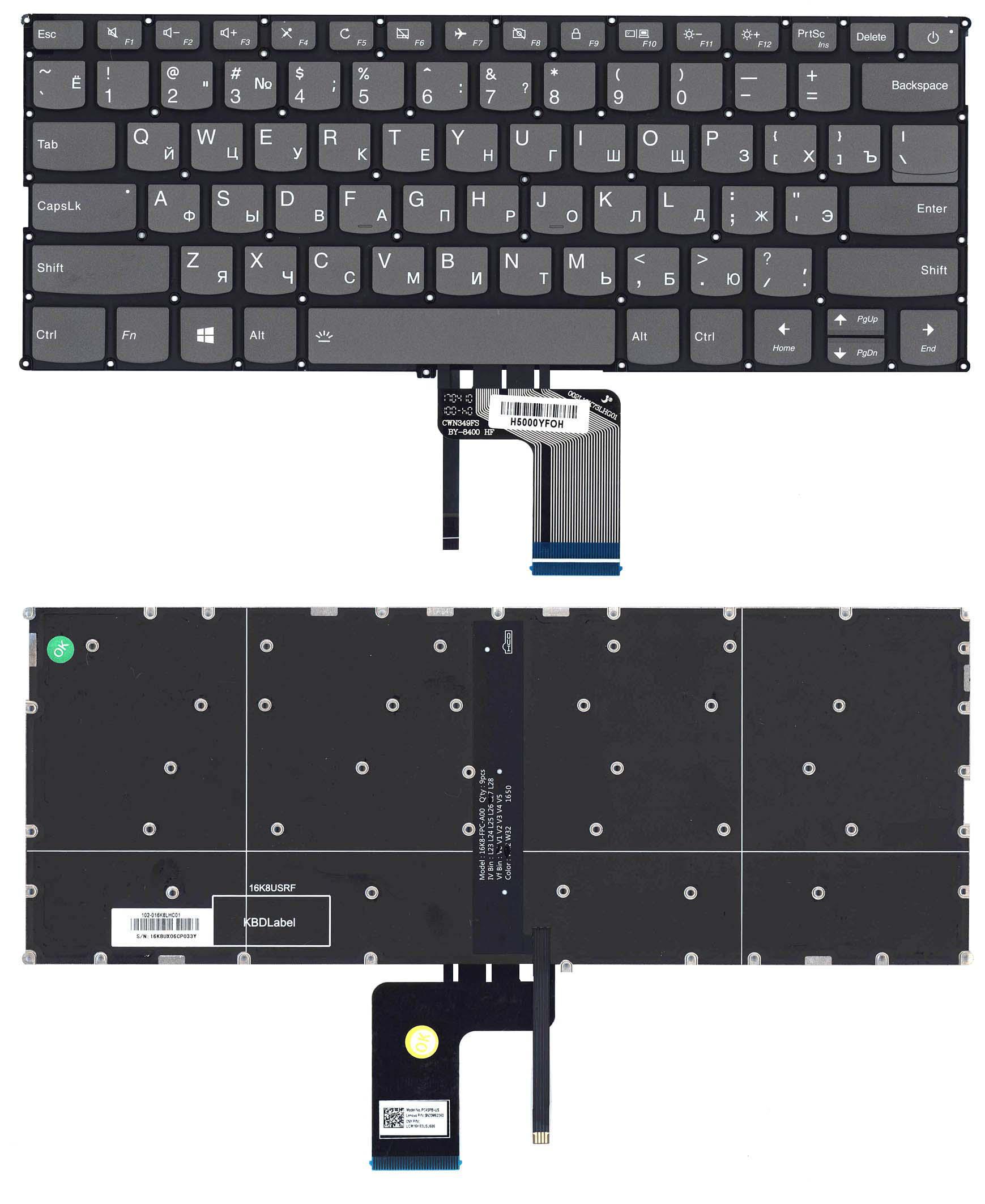 Клавиатура для ноутбука Lenovo IdeaPad 720S-14IKB Black с подсветкой